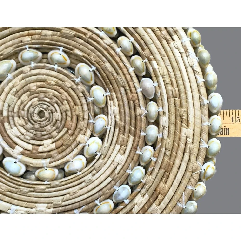 2 Placemats w 3 Rows Cowie Seashells Woven in Rattan Seagrass 14